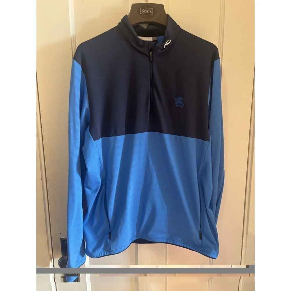 KJUS Mens 1/4 Zip Pullover Blue Colorblock Performance Golf Active Top Size 52 L
